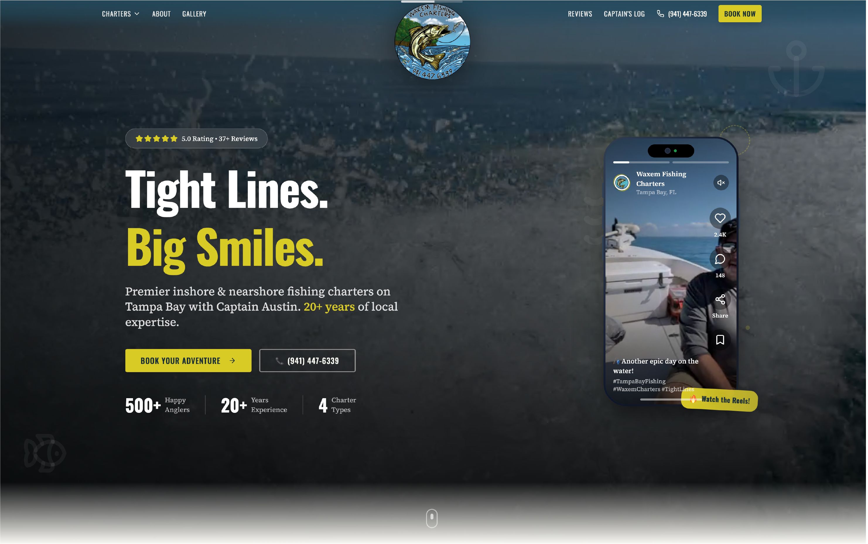 Wax' Em Fishing Charters, Design, Develop & Custom Backend for Wax' Em Fishing Charters