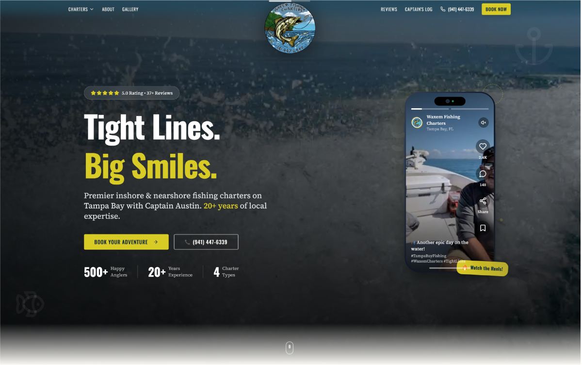 Wax' Em Fishing Charters website by Mondo