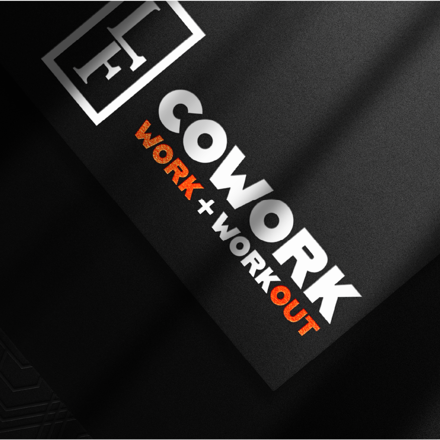 Laramie Fitness Cowork brand identity on fabric