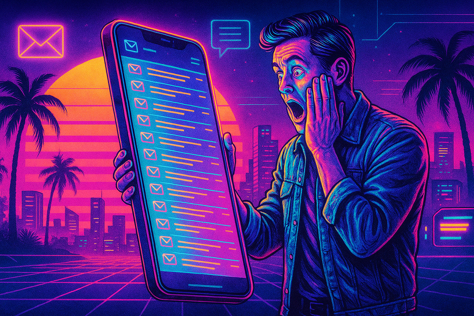 Man overwhelmed with amount of emails.