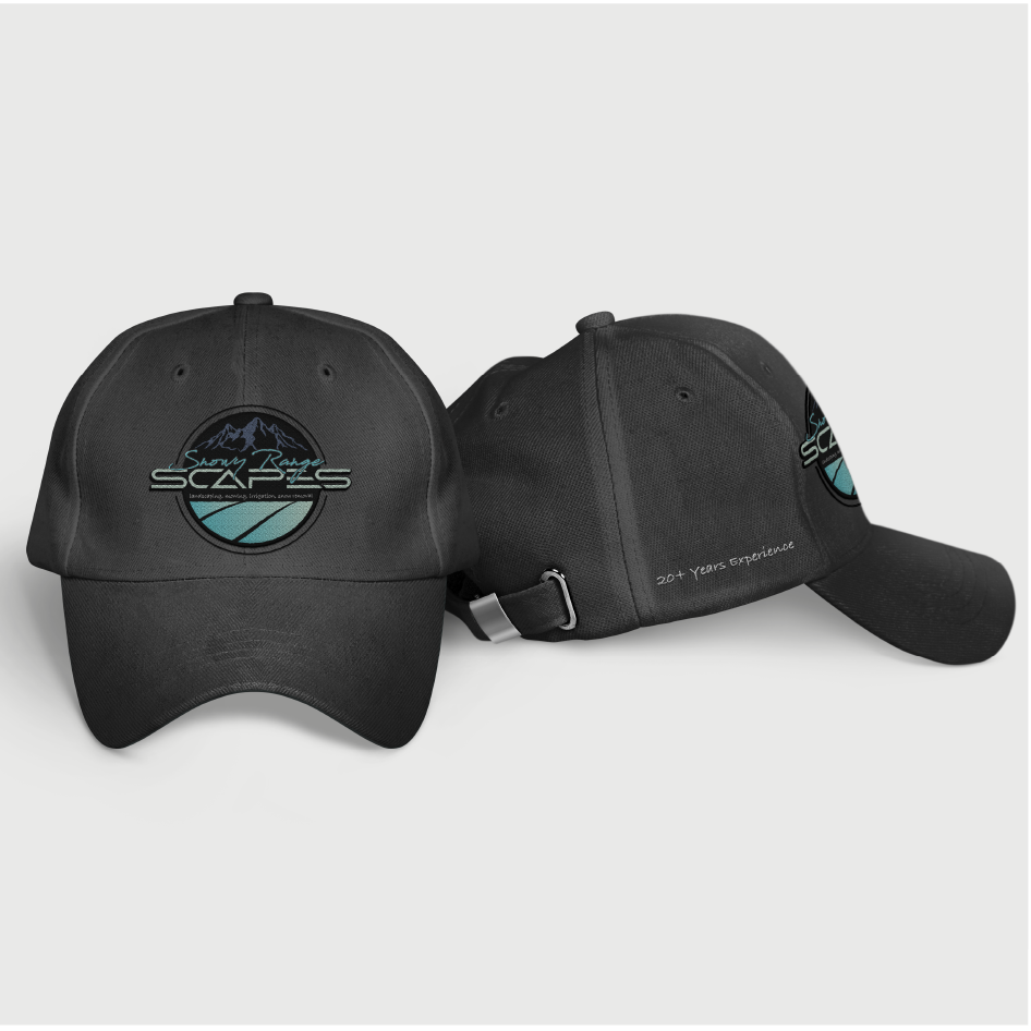 Snowy Range Scapes logo on embroidered caps