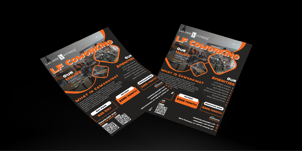 Laramie Fitness Cowork promotional flyer designs